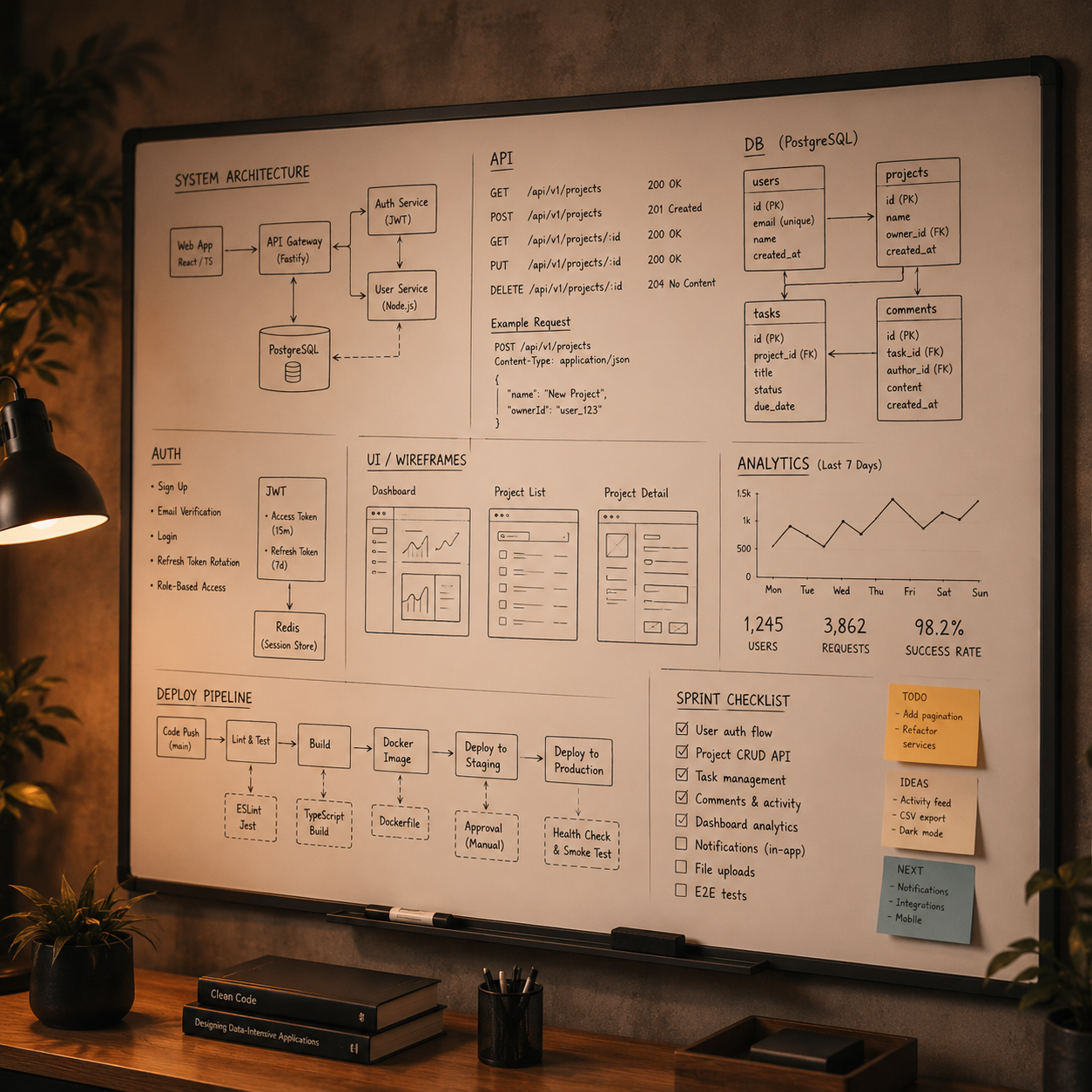 Tableau blanc de planification Alpha Code